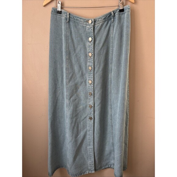 Jones New York Country Women’s Long Denim Skirt Button Front Size 10 - Picture 1 of 5